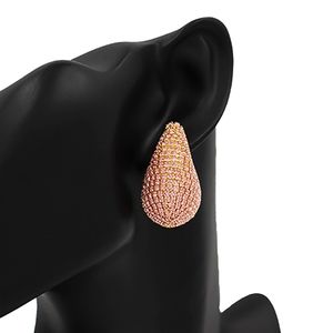 Pink Curved Rhinestone Stud Earrings Statement Accessories Teardrop WaterDrop
